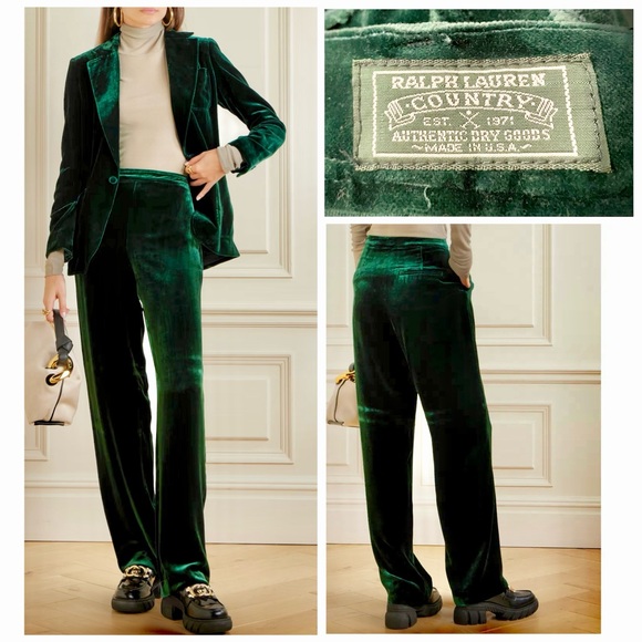 Ralph Lauren Pants - Ralph Lauren Country Jewel Green Velvet Trousers